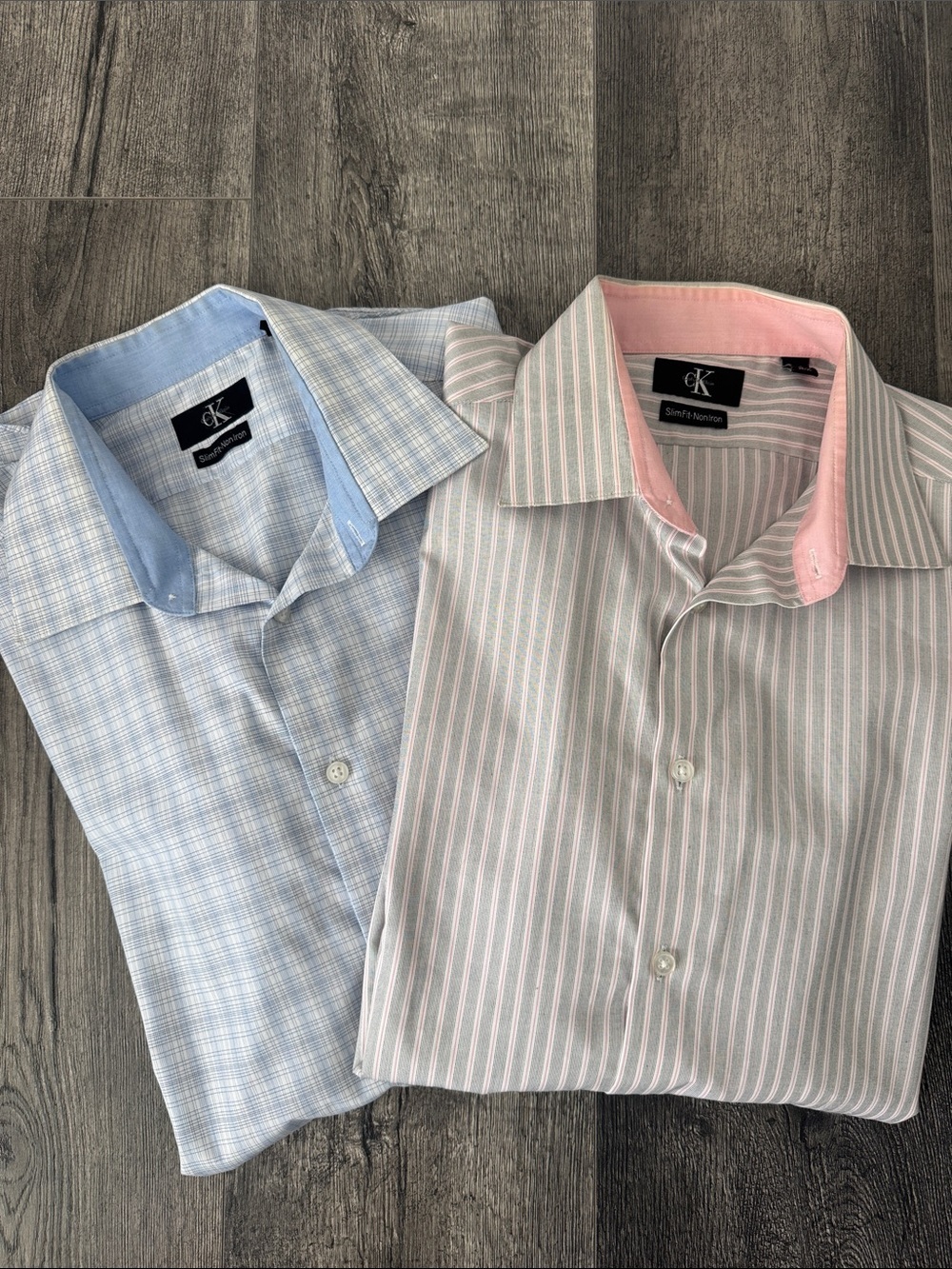Bundle of 2 Men’s Calvin Klein Slim Fit Non Iron Dress Shirts Neck 16 1/2